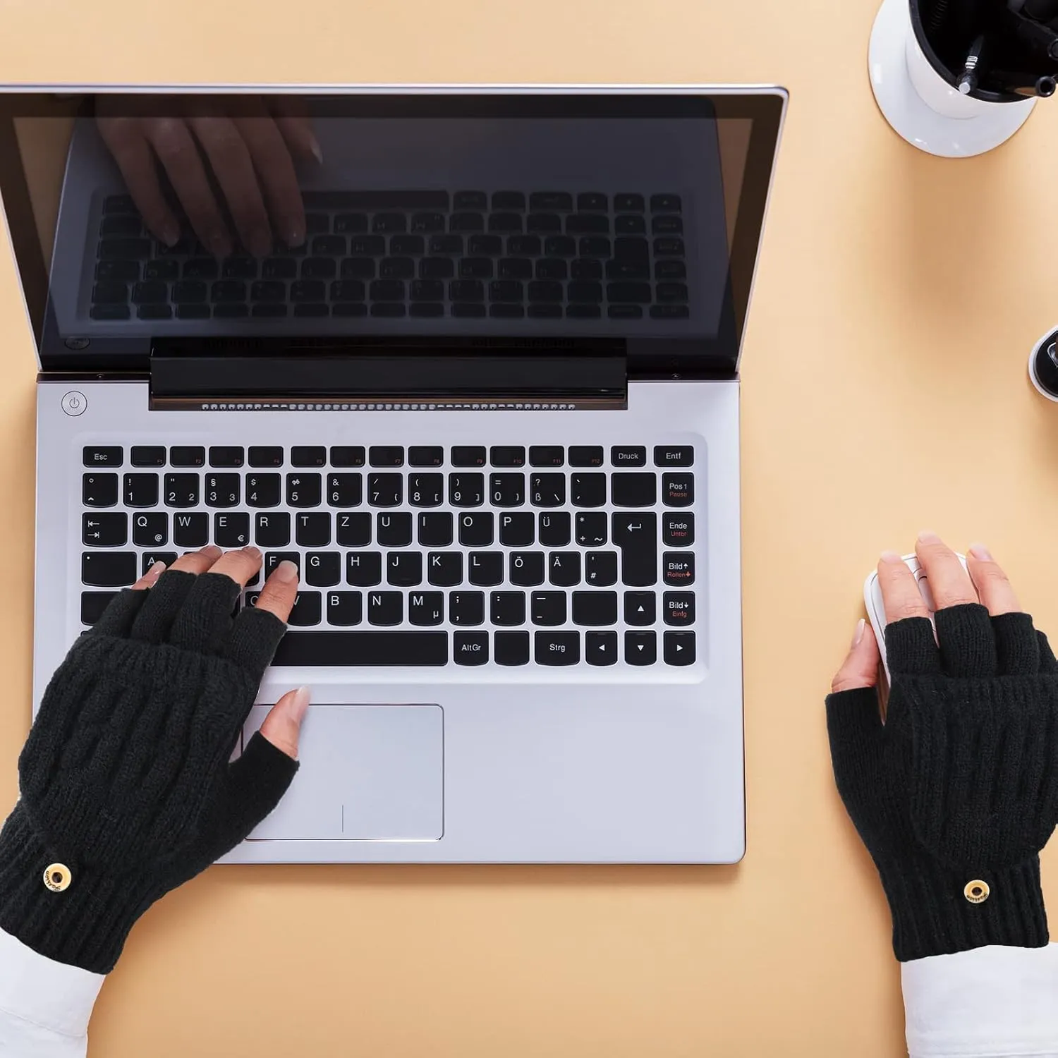 2 Pairs Winter USB Heated Gloves Fingerless USB Hand Warmer Electric Hand Warming Gloves with Button Heated Mittens