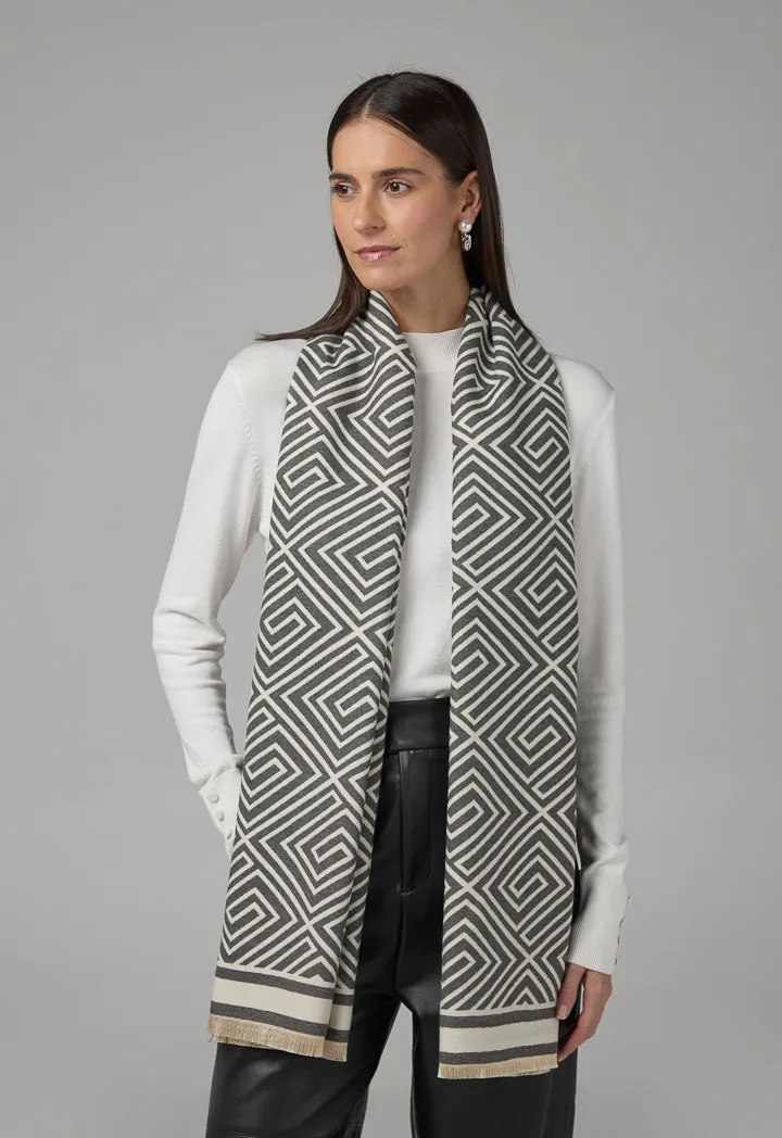 Choice Greek Key Pashmina Scarf Grey