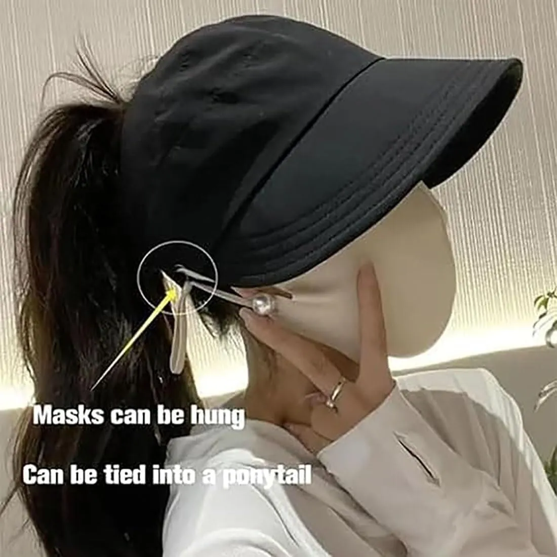 Classupery Outdoor UV Protection Hollow Top Sun Hat, Women's Wide Brim Breathable Empty Top Summer Sun Hat - Adjustable
