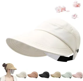 Classupery Outdoor UV Protection Hollow Top Sun Hat, Women's Wide Brim Breathable Empty Top Summer Sun Hat - Adjustable