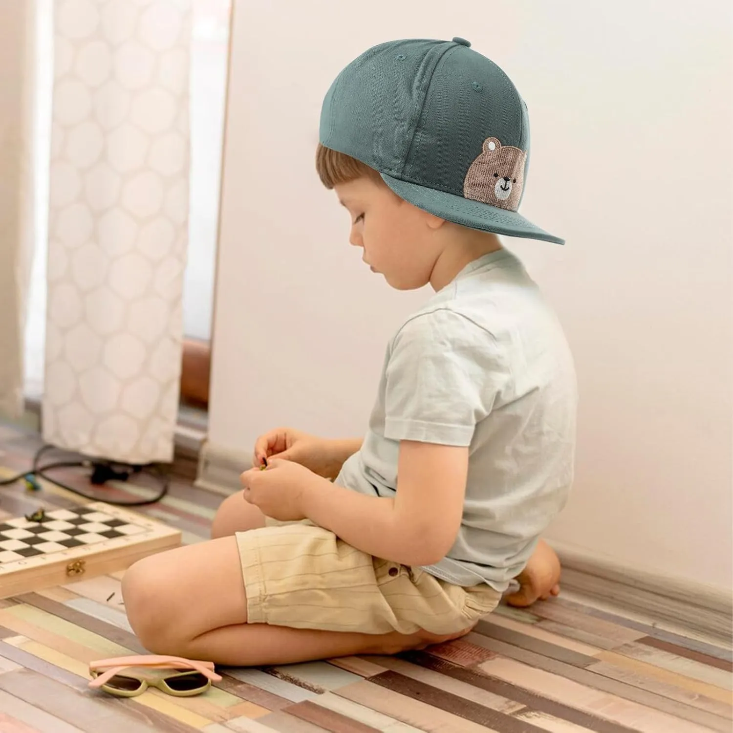 Cute Train Embroidered Kids Baseball Caps Toddler Washed Cotton Vintage Snapback Trucker Hat for Boys Girls 3-8 Years