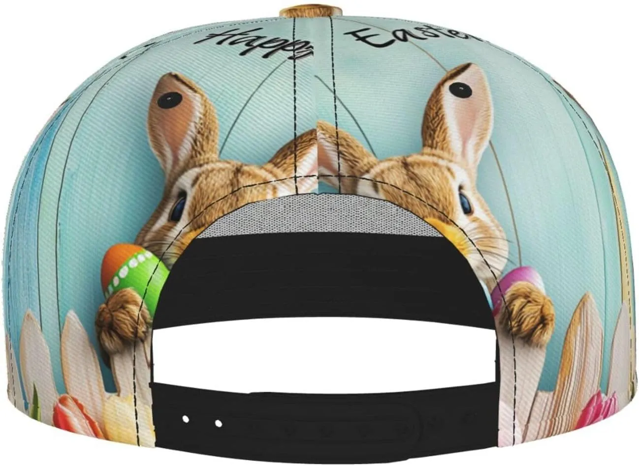Easter Snapback Hat for Men Women, Easter Baseball Caps Adjustable Flat Brim Hip Hop Sun Hats Unisex