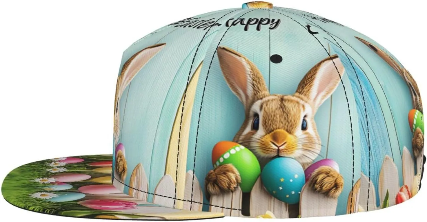 Easter Snapback Hat for Men Women, Easter Baseball Caps Adjustable Flat Brim Hip Hop Sun Hats Unisex