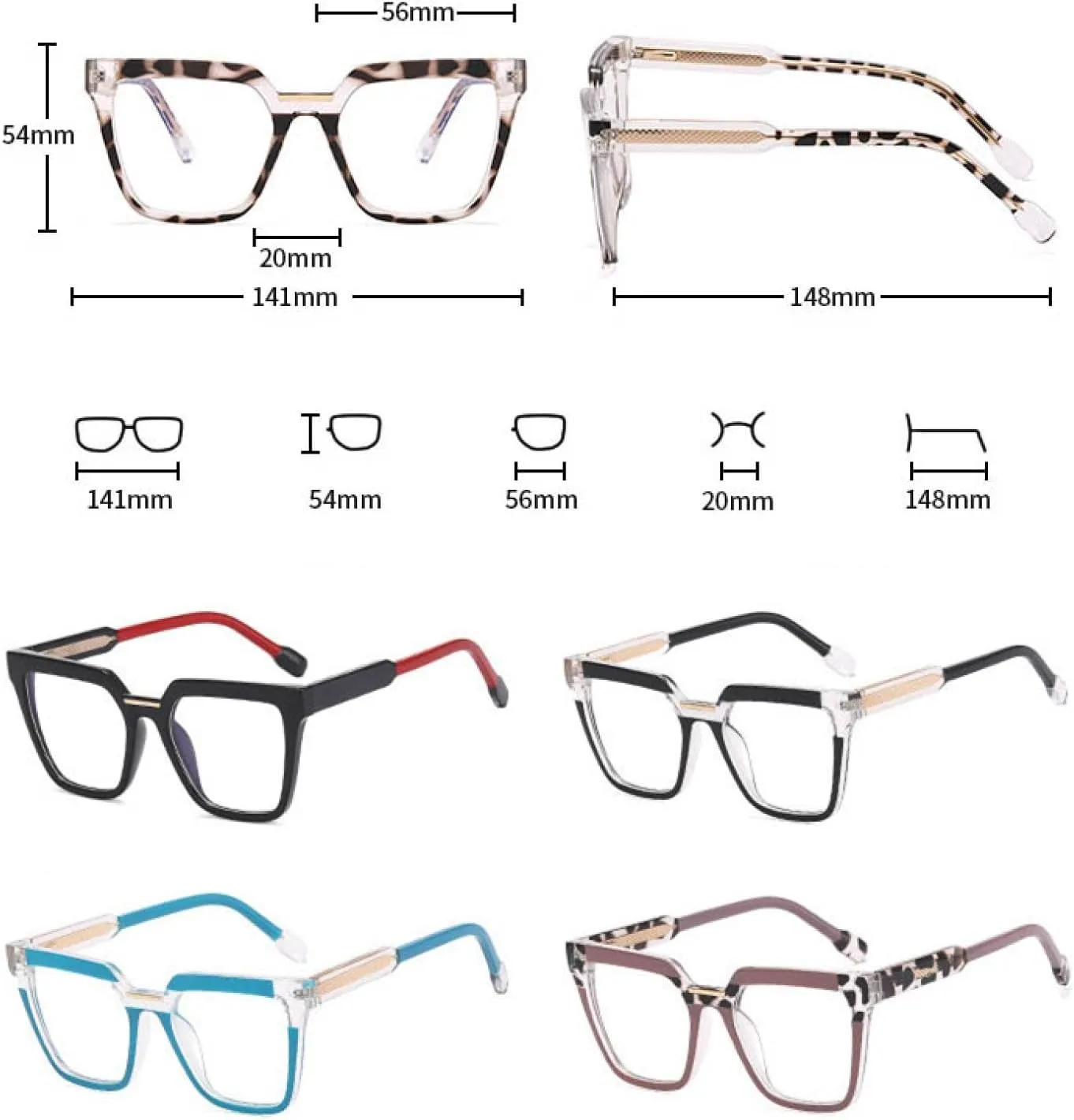 Fashion Retro Spectacle Frame Two Color Splicing Women Cat Eye