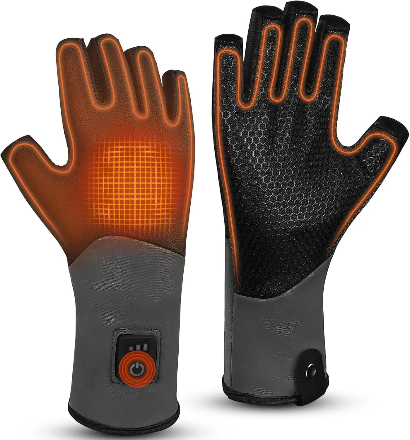Fingerless Heated Gloves for Women Men, Rechargeable Heated Gloves Liners, Electric Hand Warmer, Ultra-Thin and Anti-Slip for Work, Office, Outdoor，Fishing