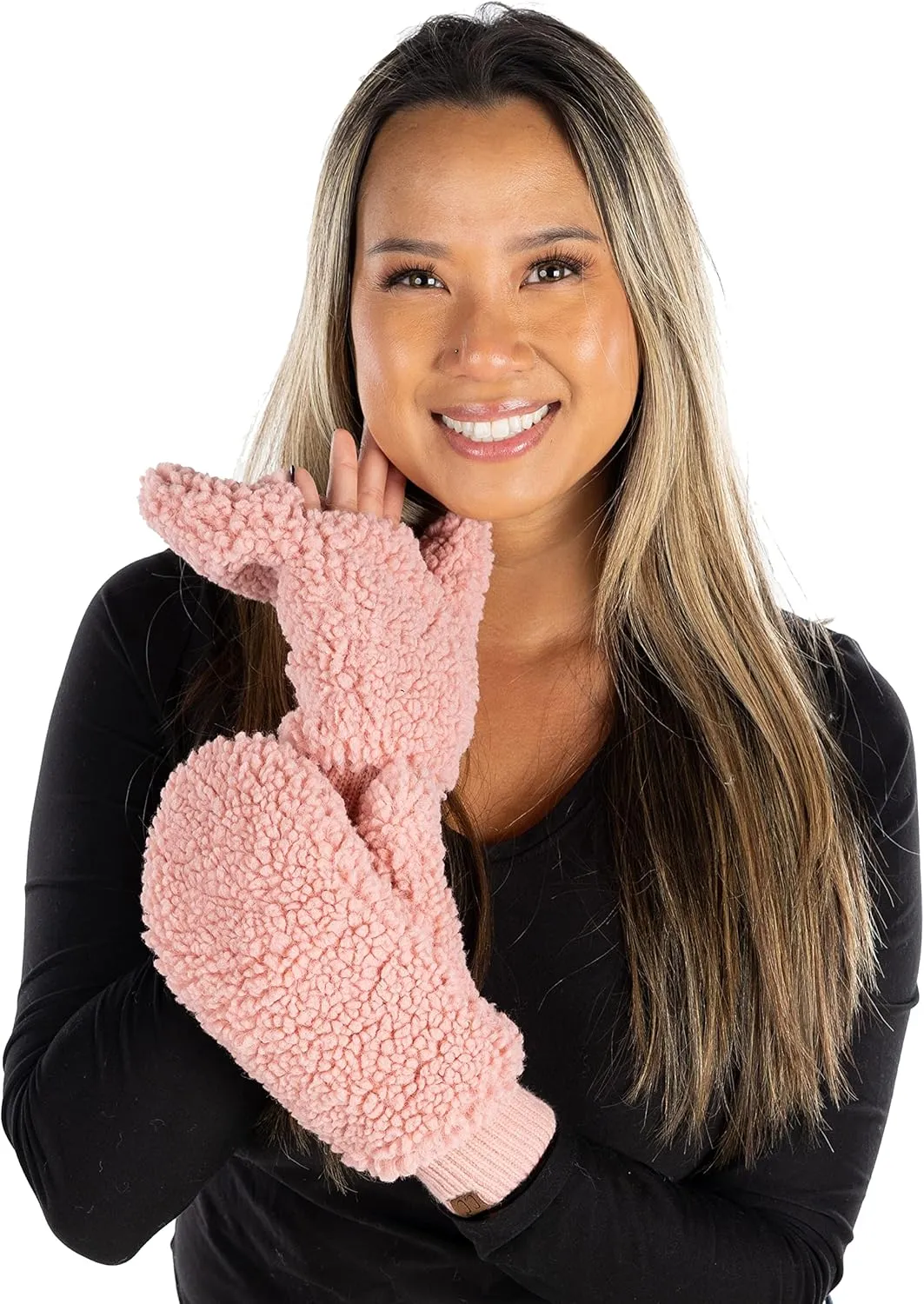 Funky Junque Exclusives Womens Mittens Faux Fur Convertible Fingerless Gloves