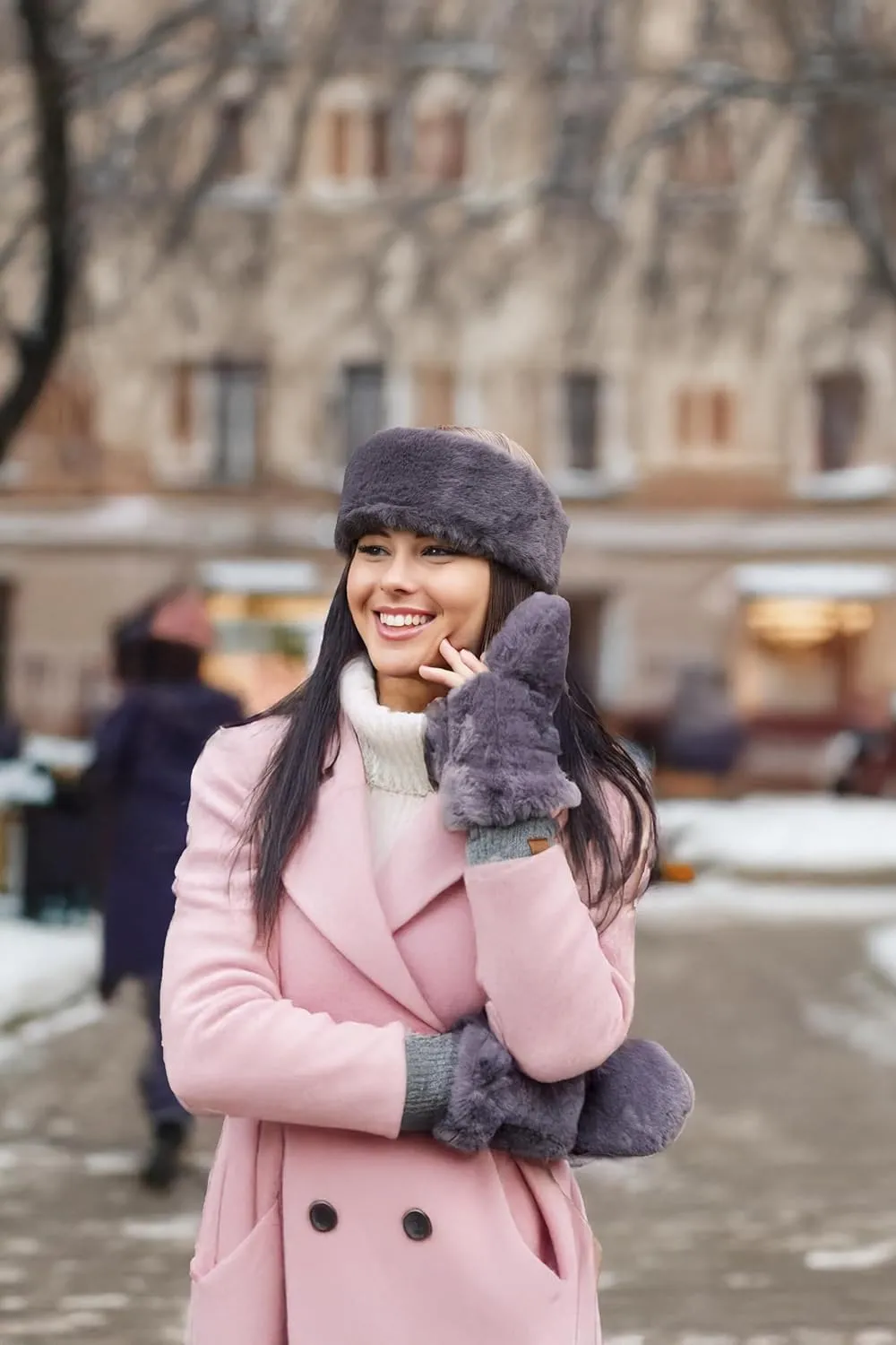 Funky Junque Faux Fur Flip Mittens Womens Warm Convertible Fingerless Gloves