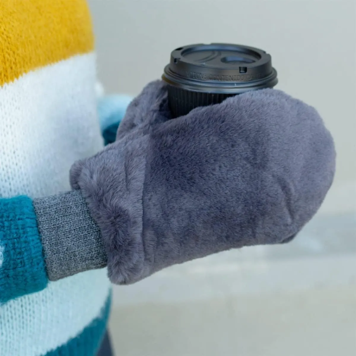 Funky Junque Faux Fur Flip Mittens Womens Warm Convertible Fingerless Gloves
