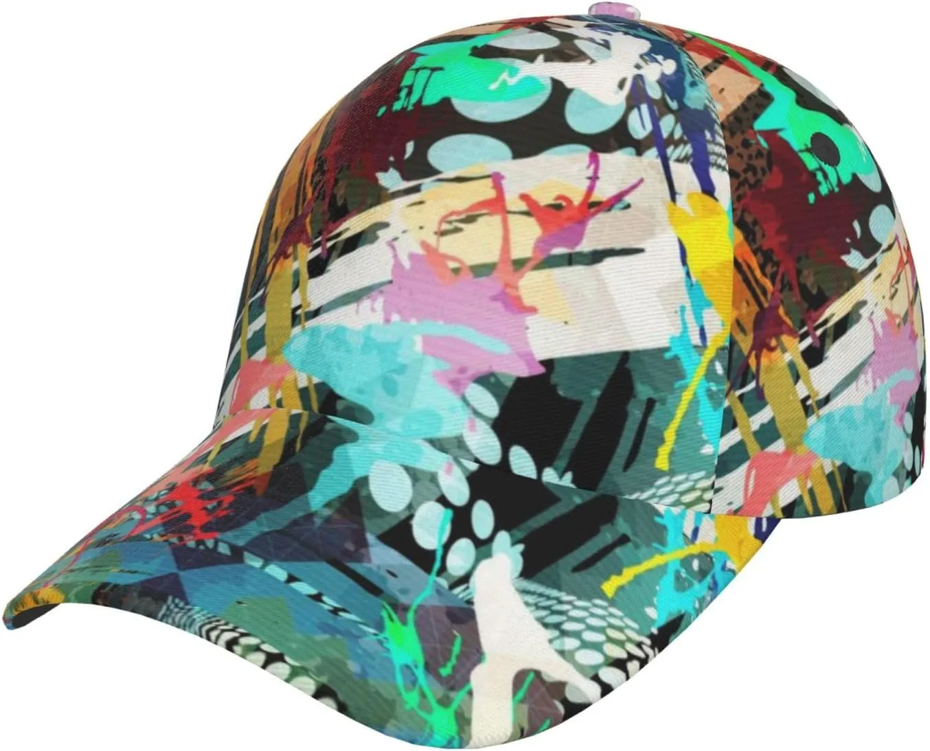 Funny Graffiti Hats Colorful Graffiti Baseball Cap Adjustable Snapback Trucker Hat for Women Men