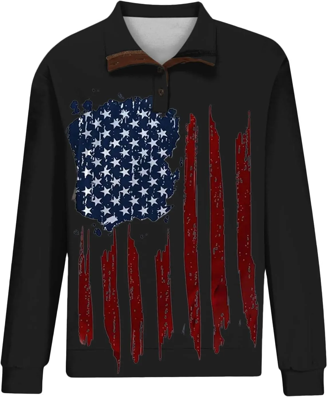 Graphic Hoodies for Men American Flag Corduroy Sweatshirt Oversized Lightweight Stand Collar Button Up Pullover Tops