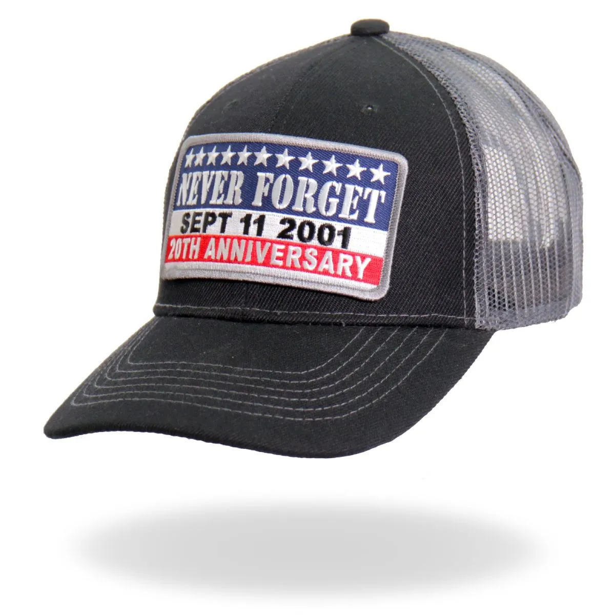 GSH1038 9-11 Never Forget Truckers Hat Snap Back Adjustable with a Flat or Curved Bill