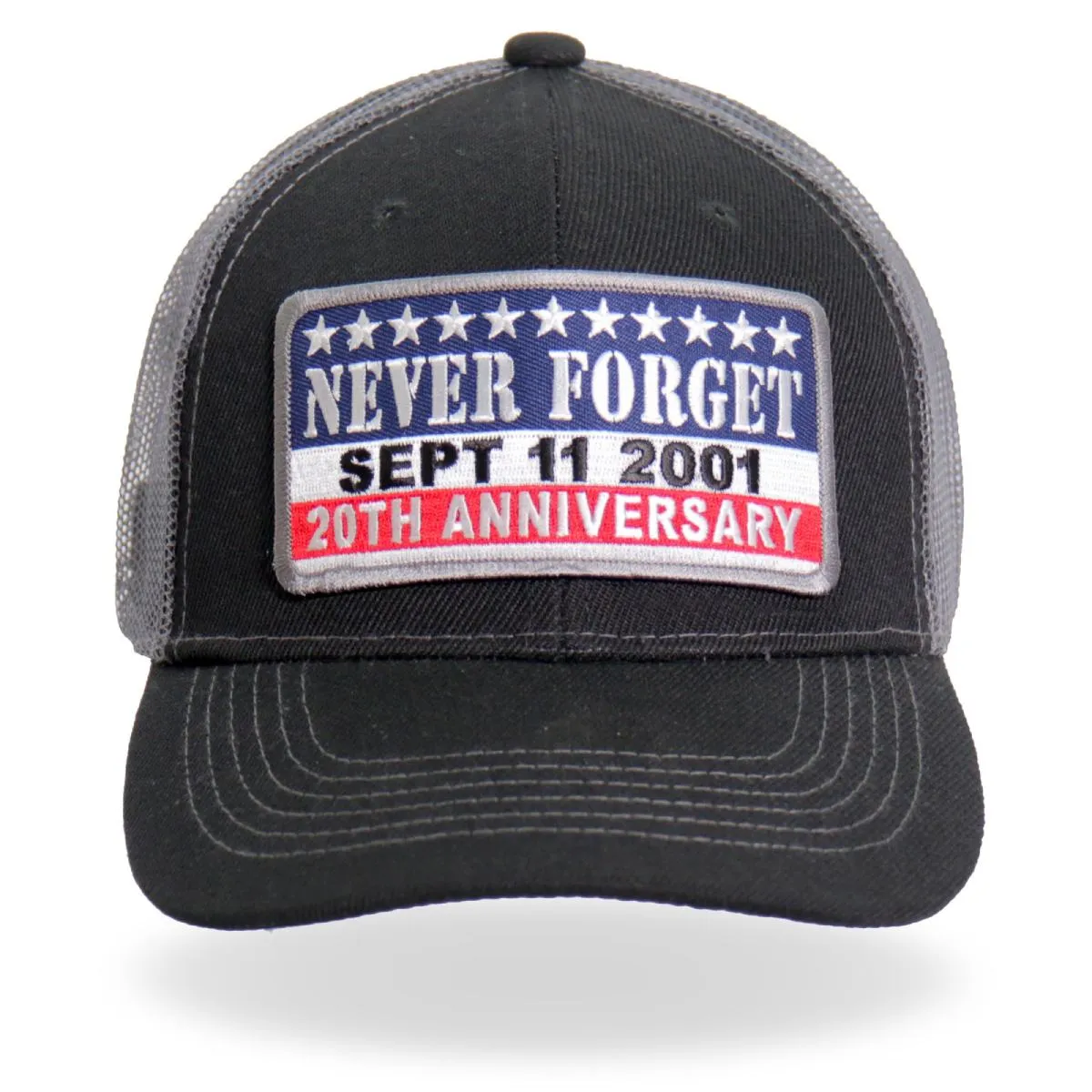 GSH1038 9-11 Never Forget Truckers Hat Snap Back Adjustable with a Flat or Curved Bill
