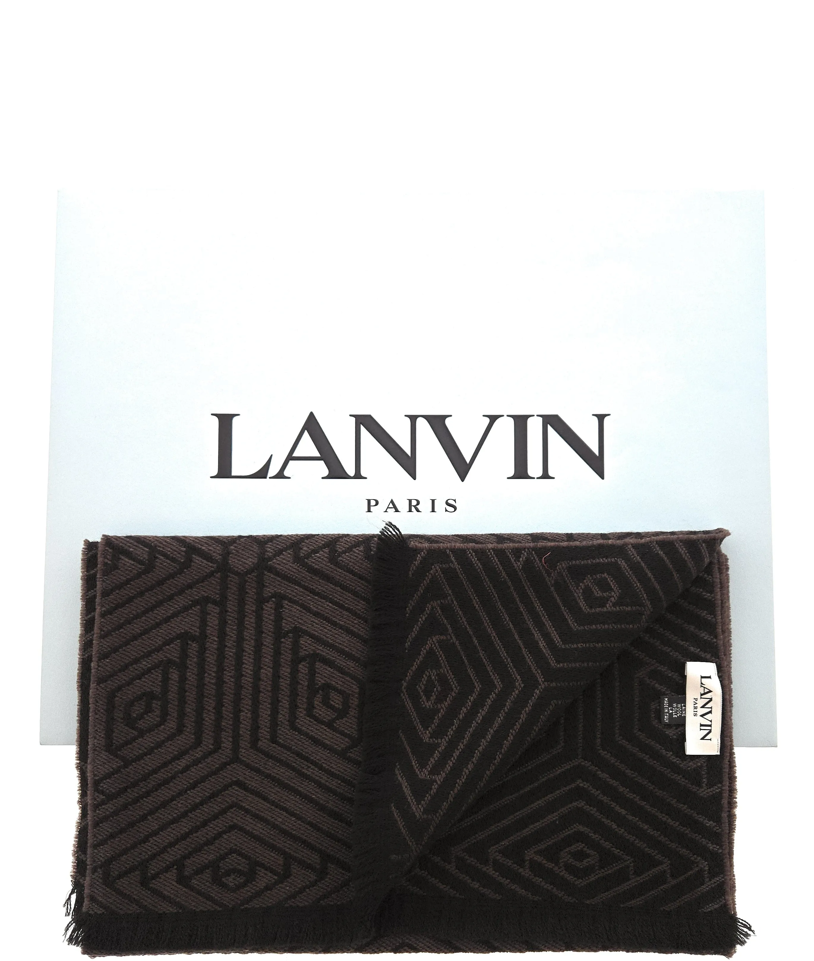 Lanvin Pure Wool Scarf with Geometric Pattern