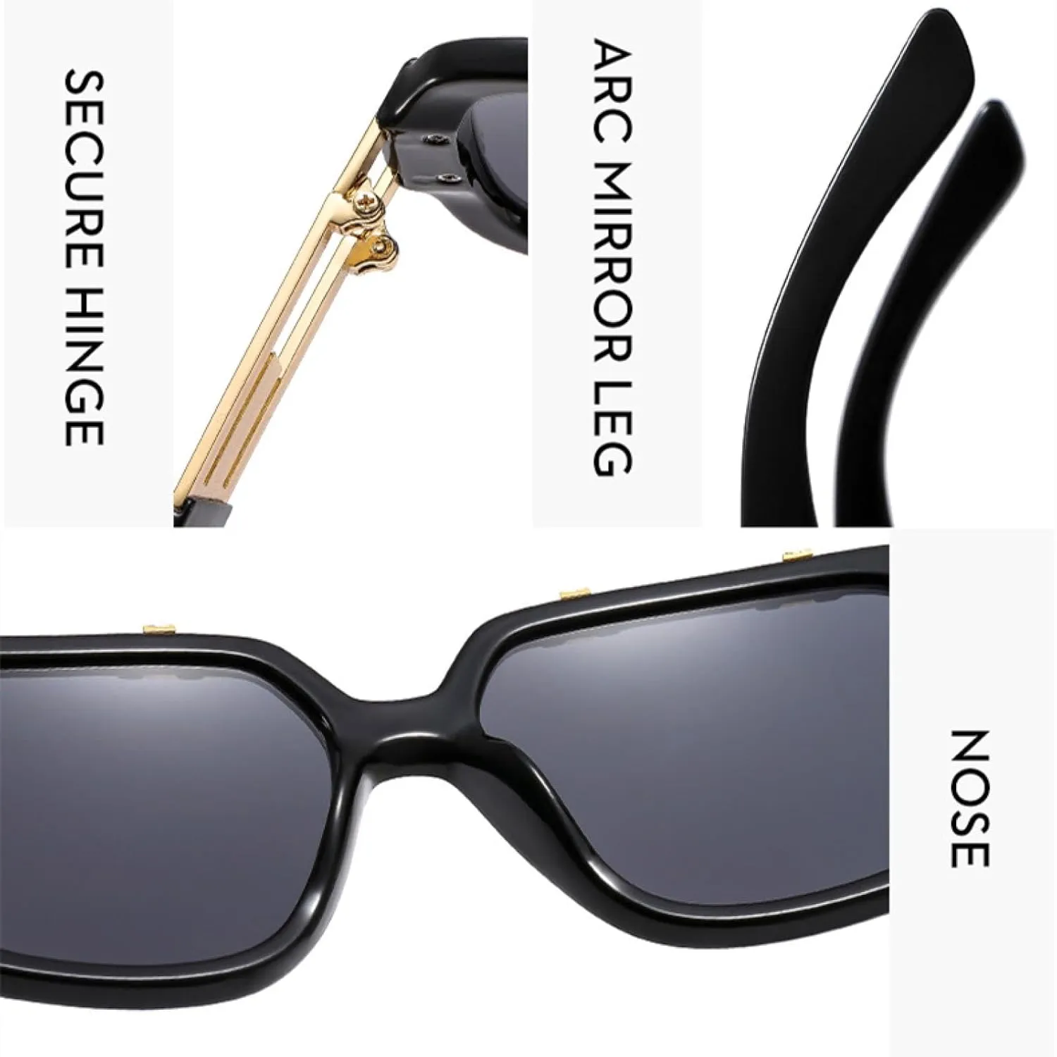 Large Frame Sunglasses Men Women Retro Fashion Metal Eyewear Outdoor Travel Driving Riding Sun Glasses Uv400