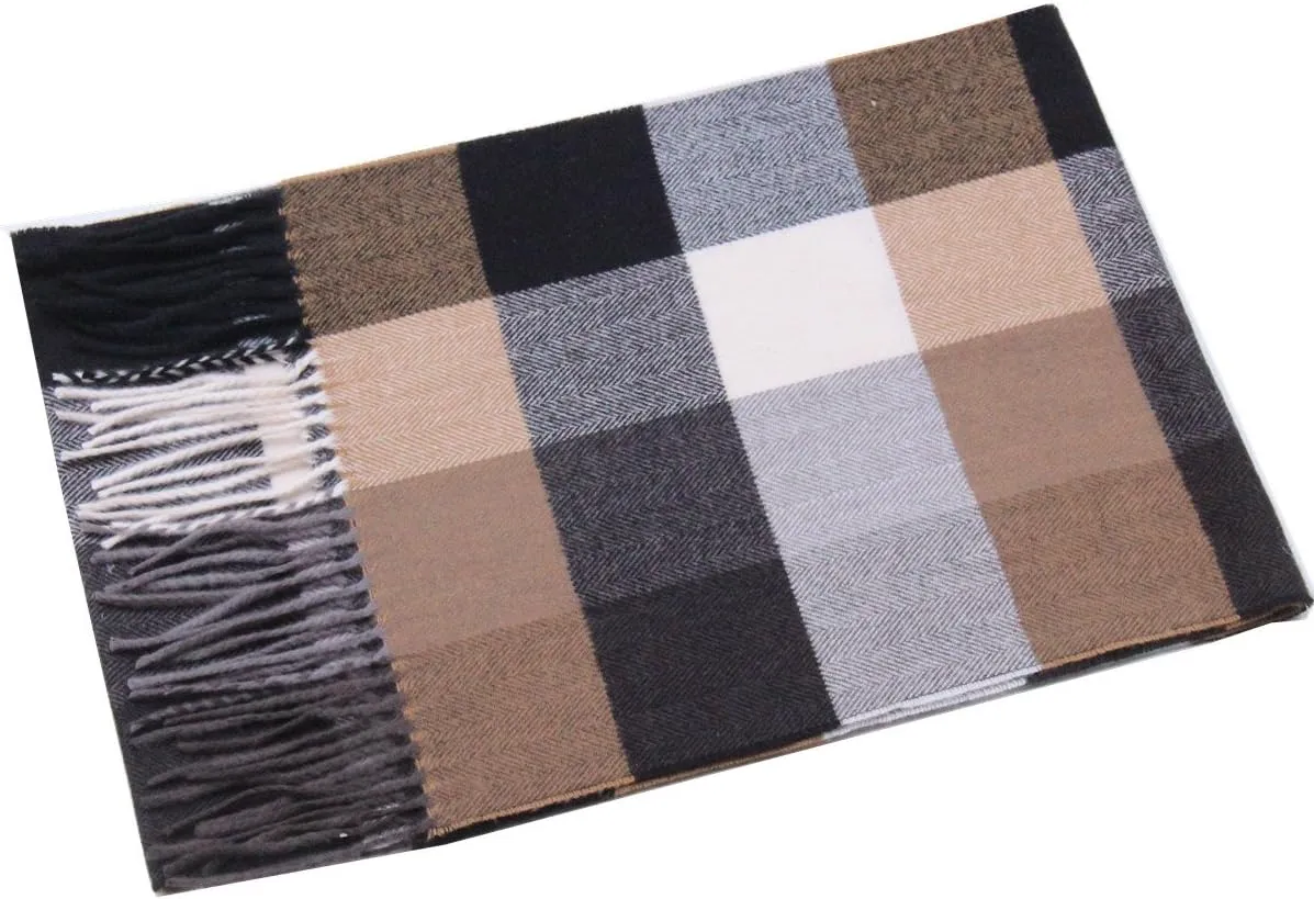 Lucky Leaf Women Men Winter Luxury Cozy Wool Warm Tartan Checked Plaid Wrap Scarf