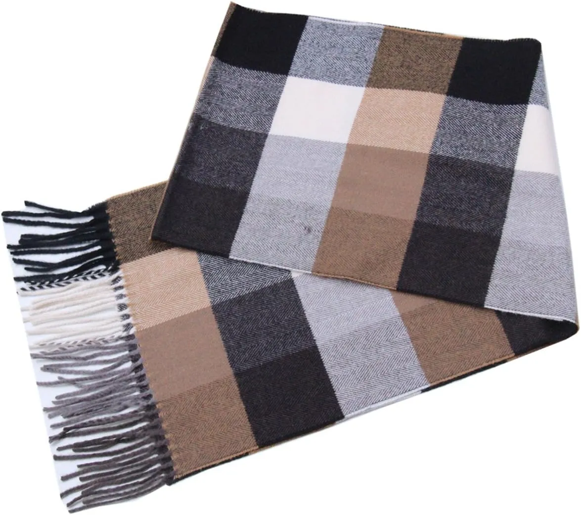 Lucky Leaf Women Men Winter Luxury Cozy Wool Warm Tartan Checked Plaid Wrap Scarf