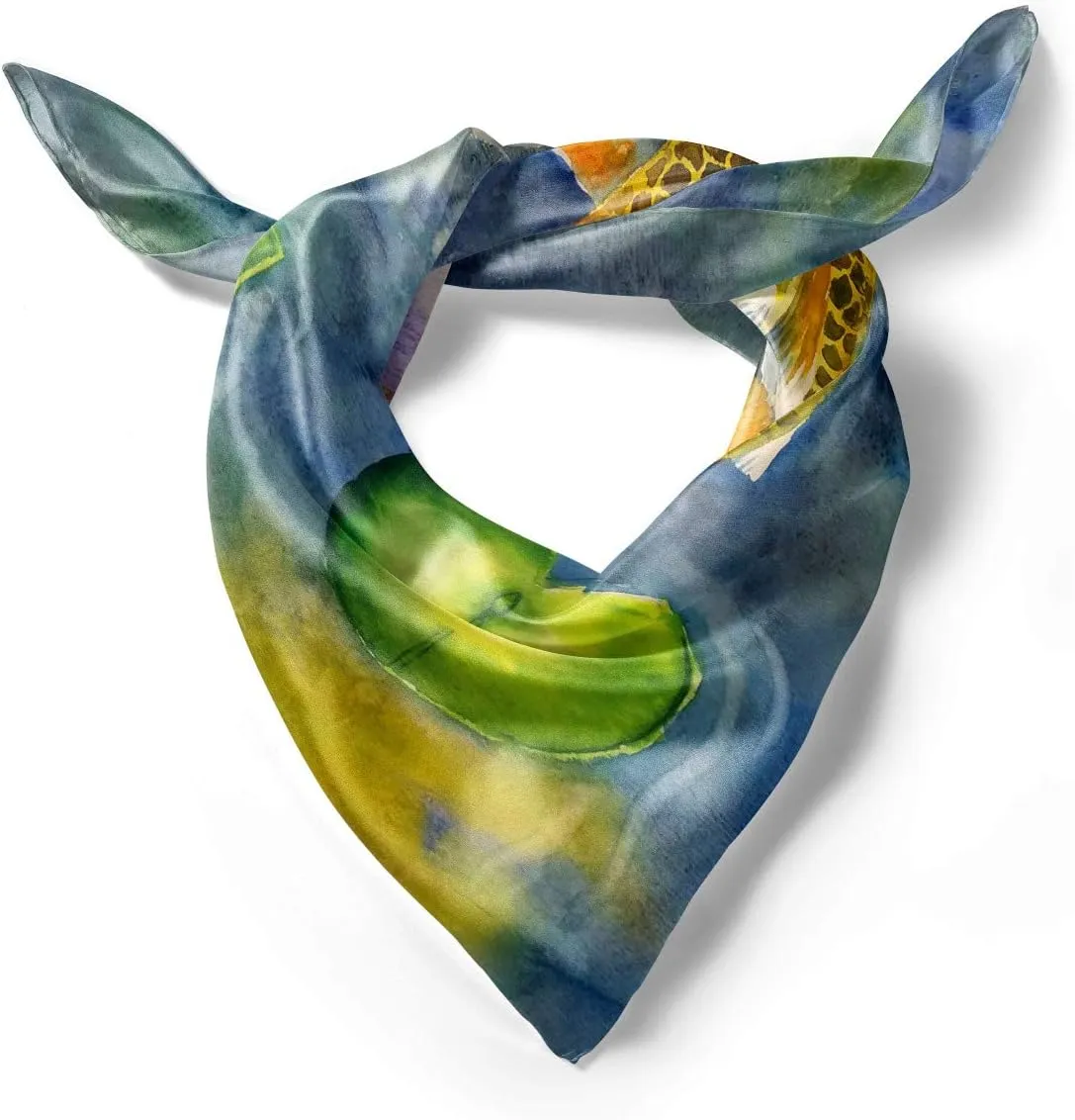 Lunarable Koi Fish Head Scarf, Oriental Watercolor Aqua, Hair Wrap