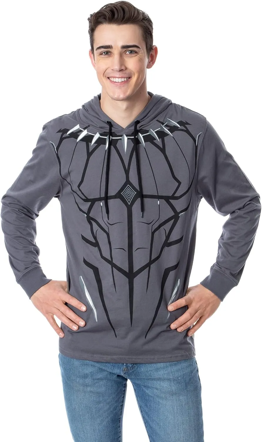 Marvel Men's Black Panther Costume Lightweight Adult Pullover Hoodie