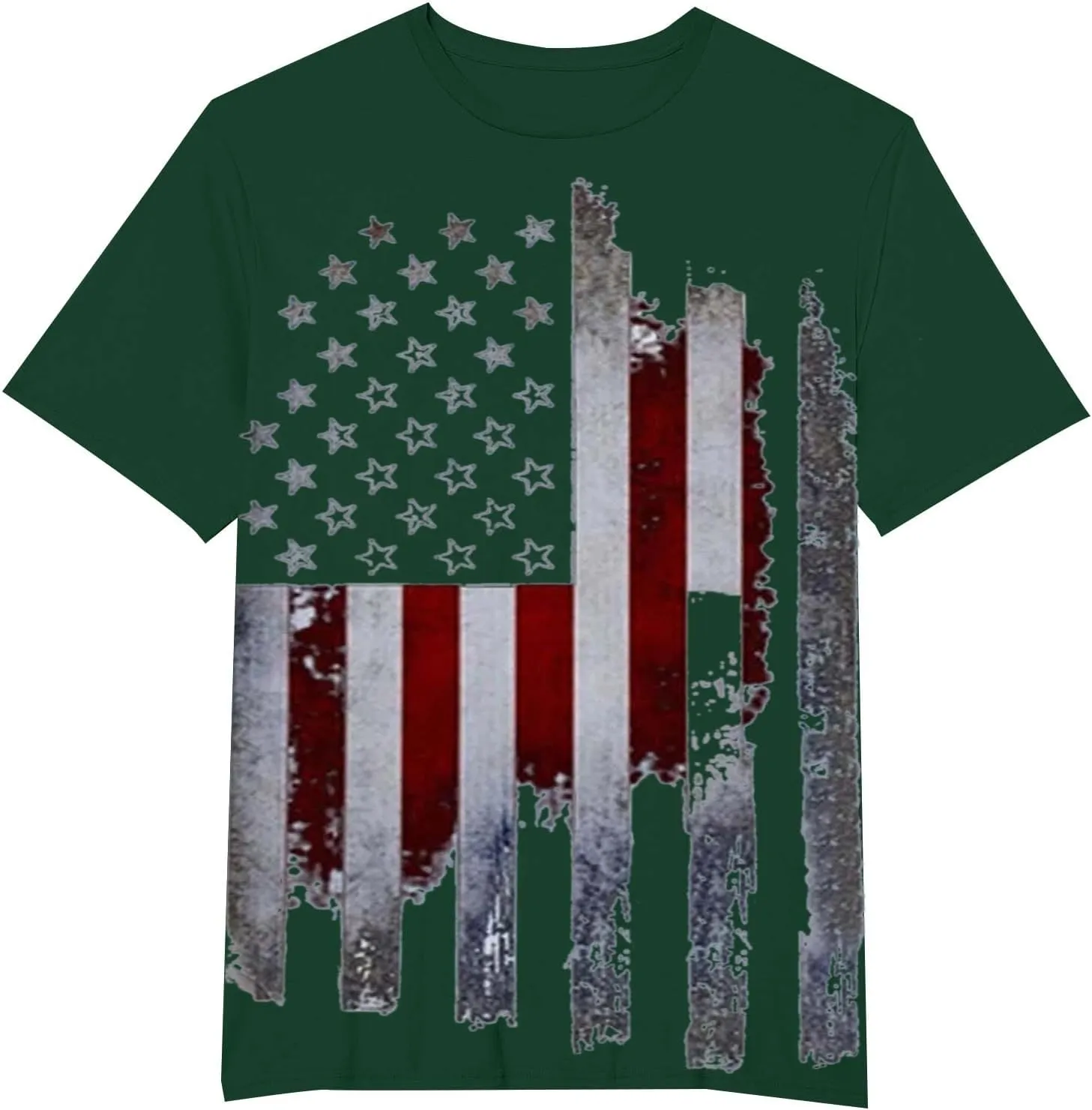 Men's 2024 Flag Shirt USA Flag Graphic 4th of July T-Shirt Crewneck Casual American Patriotic Golf Shirts for Men