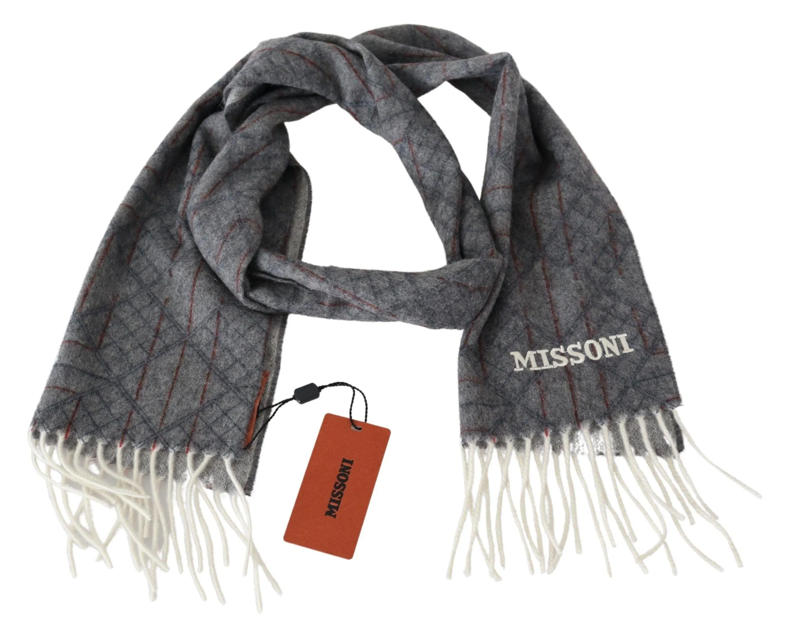 Missoni Gray Patterned Cashmere Unisex Neck Wrap Shawl Scarf