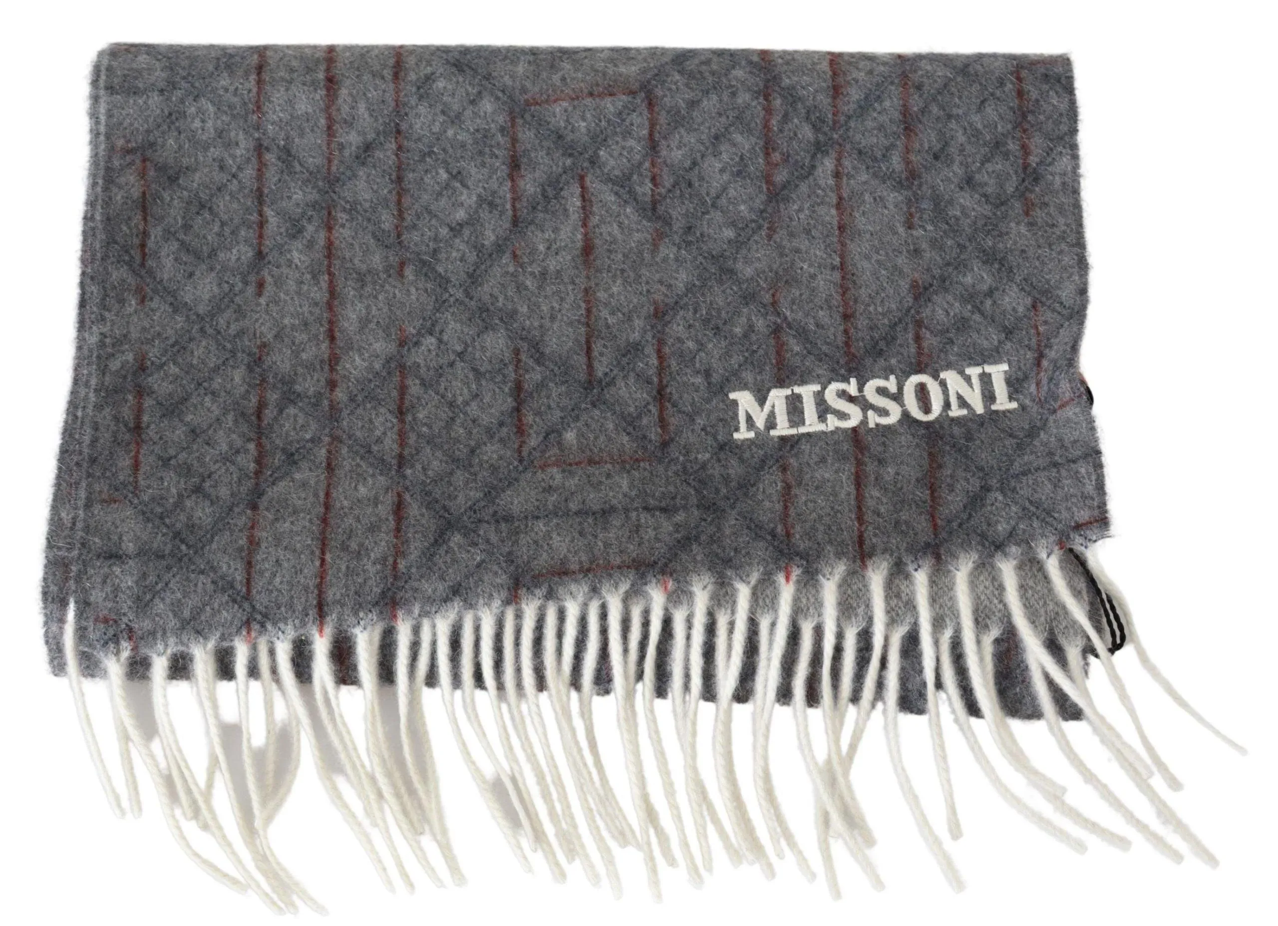Missoni Gray Patterned Cashmere Unisex Neck Wrap Shawl Scarf