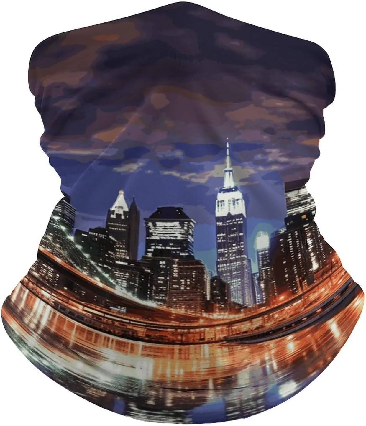 New York Night Neck Gaiter UPF 50  Sun Protection Face Mask Elastic Balaclavas Bandana Cooling Face Cover Scarf Cycling Neck Warmer Breathable Headwear for Men Women