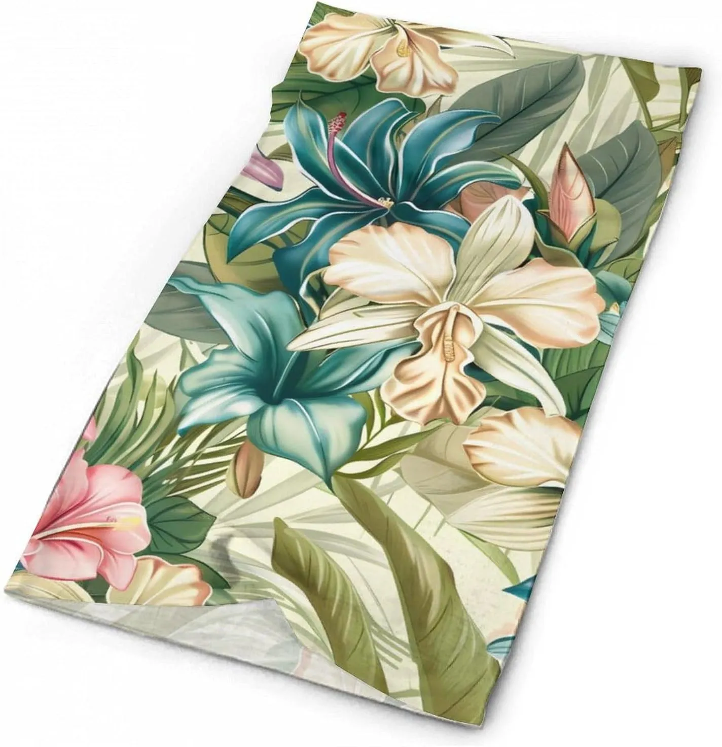 Orchid Tropical Flower Plant Bandanas for Men Turban Seamless Neck Gaiter Windproof Face Mask Cover Cold Weather Scarf