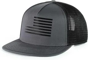 Oversize XXL American Flag Trucker Hat for Men Women,Flat Brim Adjustable Mesh Snapback Baseball Cap for Casual Wear