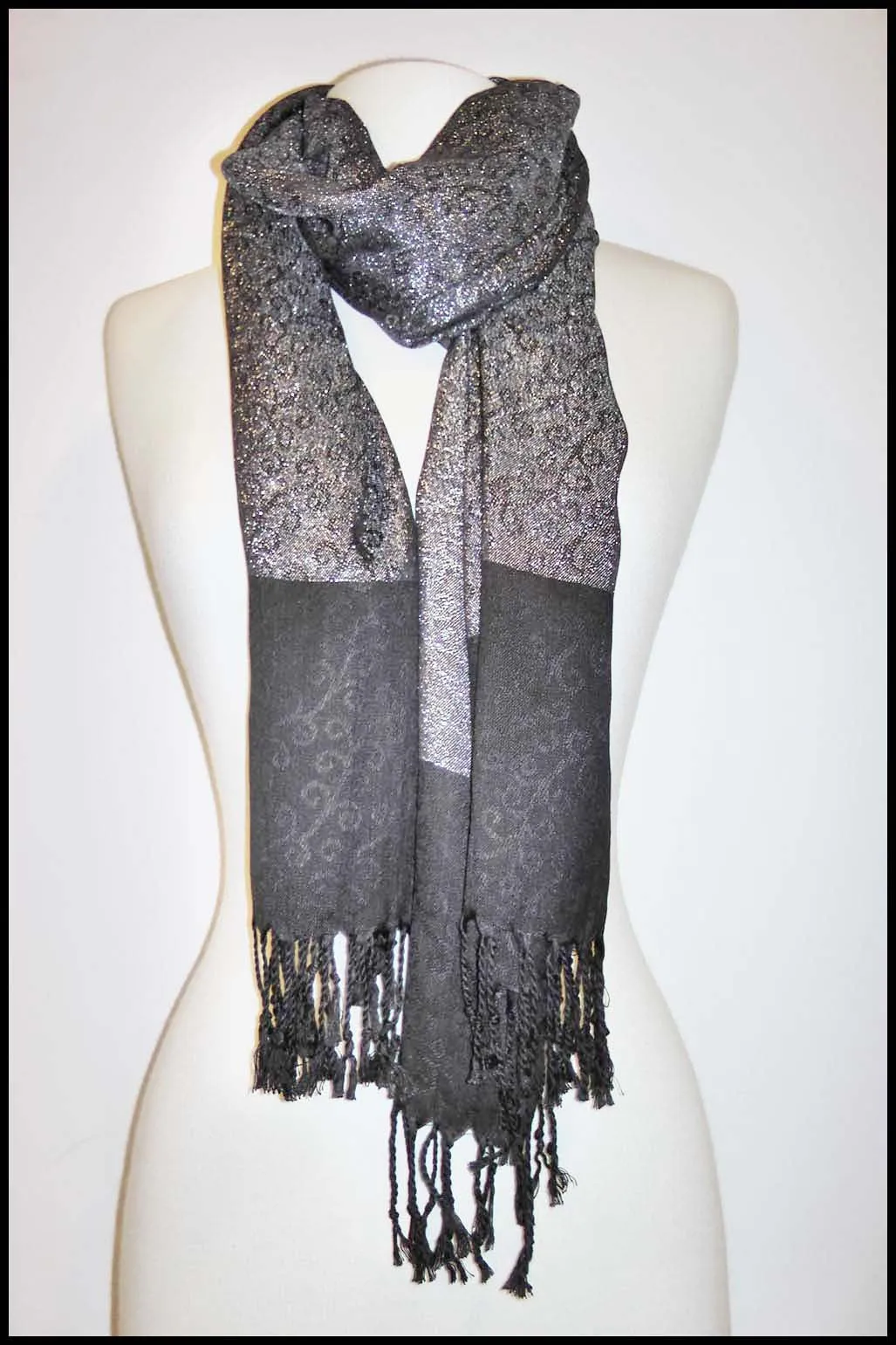 Pashmina Scarf with Sparkly Paisley Imprint