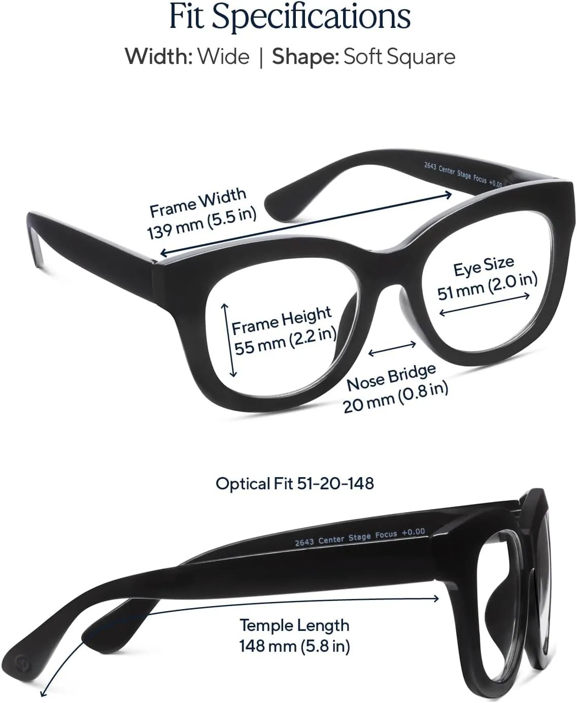 Peepers by PeeperSpecs Women's Center Stage Square Oversized Blue Light Blocking Progressive Reading Glasses