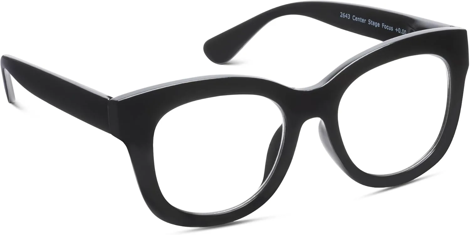 Peepers by PeeperSpecs Women's Center Stage Square Oversized Blue Light Blocking Progressive Reading Glasses