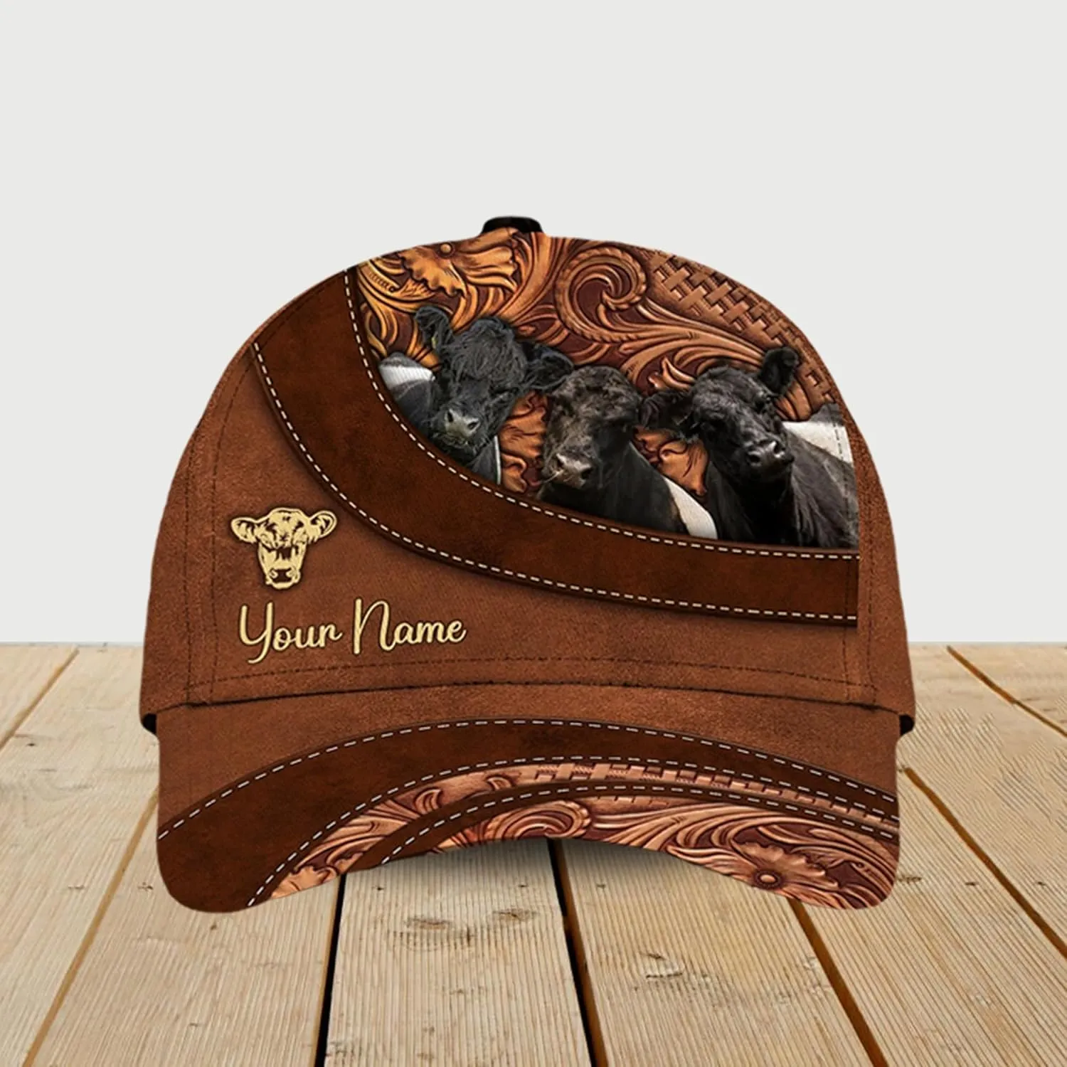Personalised 3D Animal Cow and Leather Pattern Truckers Hats with Mesh Back Breathable Netback Caps Headwear for Farmer