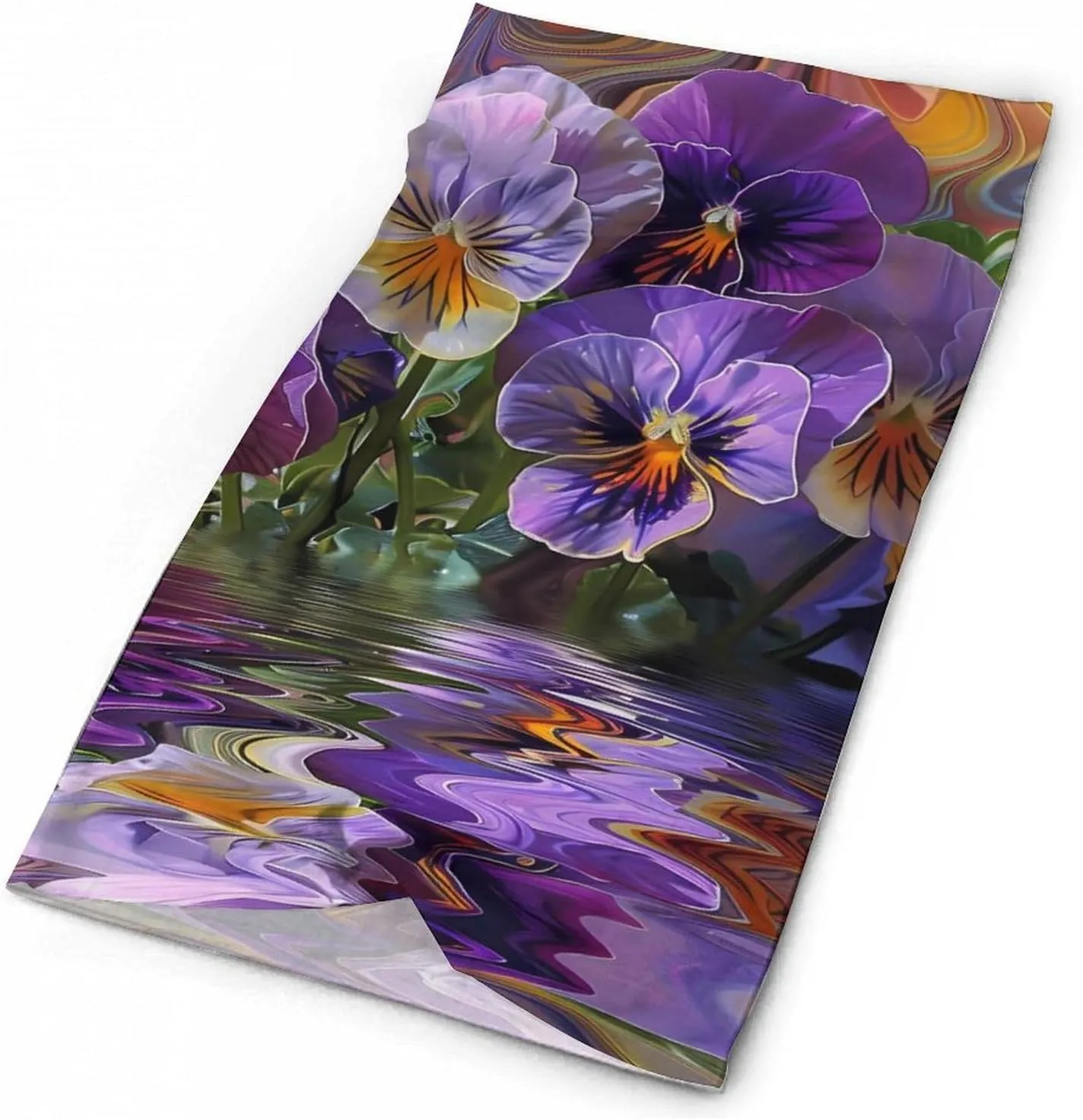 Psychedelic Pansy on Water Bandanas for Men Turban Seamless Neck Gaiter Windproof Face Mask Cover Cold Weather Scarf