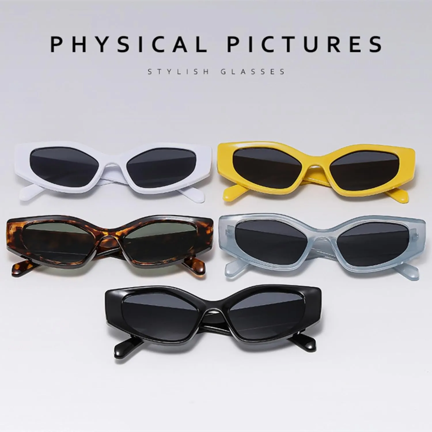 Retro Thick Frame Polygonal Sunglasses for Women Vintage Punk Cat Eyes Fashion Uv400