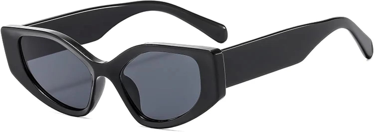 Retro Thick Frame Polygonal Sunglasses for Women Vintage Punk Cat Eyes Fashion Uv400