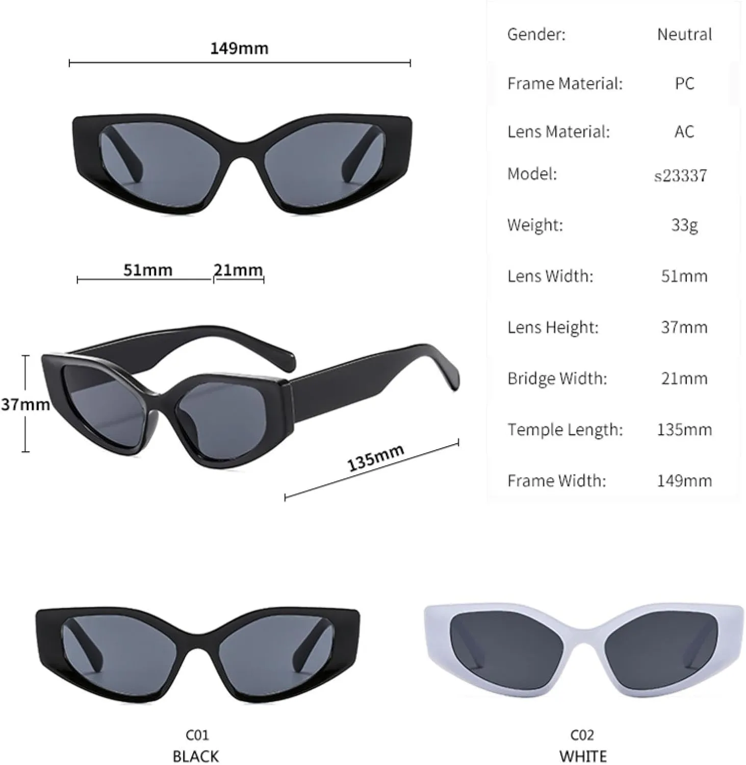 Retro Thick Frame Polygonal Sunglasses for Women Vintage Punk Cat Eyes Fashion Uv400