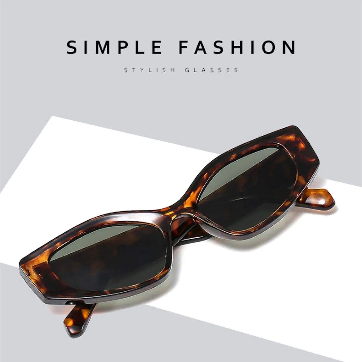 Retro Thick Frame Polygonal Sunglasses for Women Vintage Punk Cat Eyes Fashion Uv400
