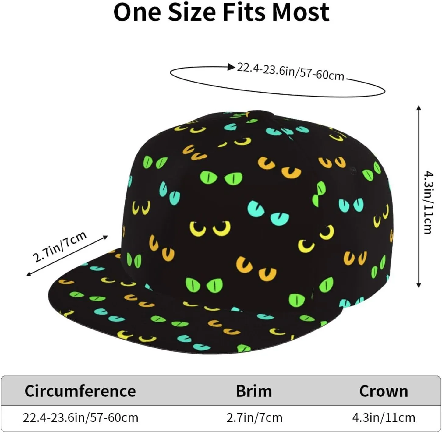 Snapback Hat for Men Women Funny Cat Baseball Cap Adjustable Dad Hat Fashion Hip Hop Style Flat Bill Hats Trucker Hat