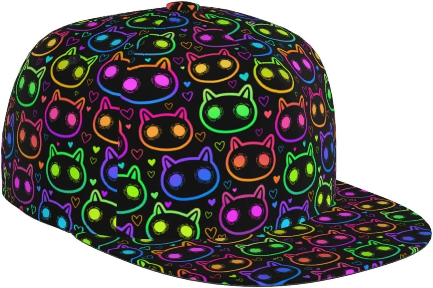 Snapback Hat for Men Women Funny Cat Baseball Cap Adjustable Dad Hat Fashion Hip Hop Style Flat Bill Hats Trucker Hat