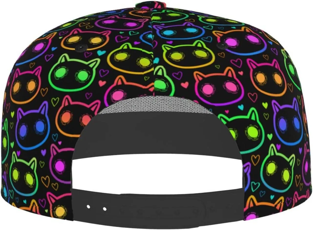 Snapback Hat for Men Women Funny Cat Baseball Cap Adjustable Dad Hat Fashion Hip Hop Style Flat Bill Hats Trucker Hat