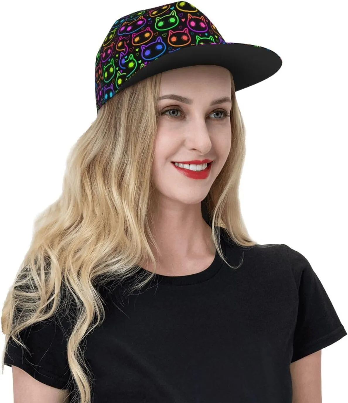Snapback Hat for Men Women Funny Cat Baseball Cap Adjustable Dad Hat Fashion Hip Hop Style Flat Bill Hats Trucker Hat