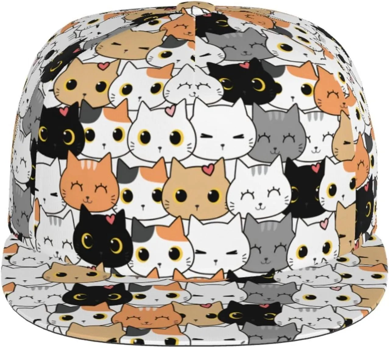Snapback Hat for Men Women Funny Cat Baseball Cap Adjustable Dad Hat Fashion Hip Hop Style Flat Bill Hats Trucker Hat