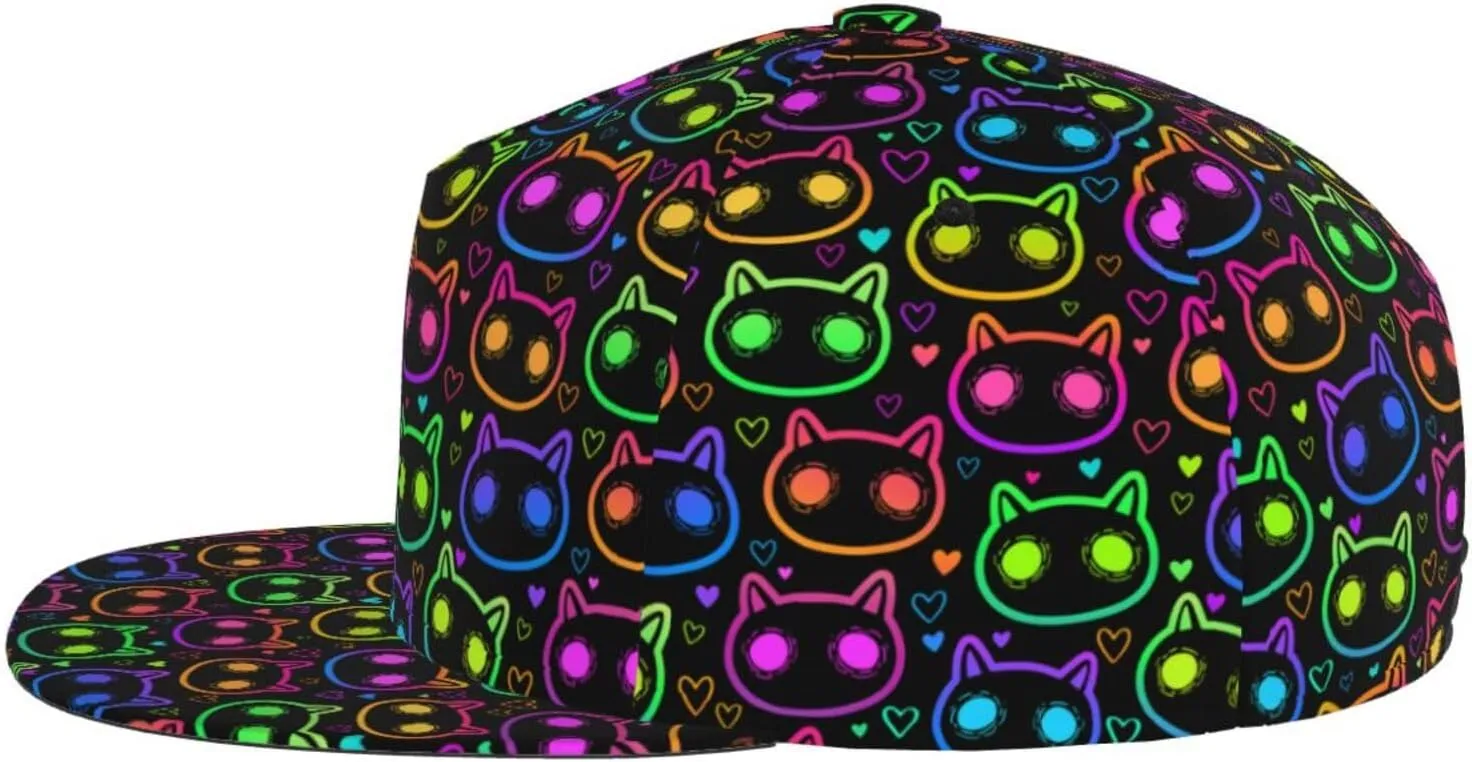 Snapback Hat for Men Women Funny Cat Baseball Cap Adjustable Dad Hat Fashion Hip Hop Style Flat Bill Hats Trucker Hat