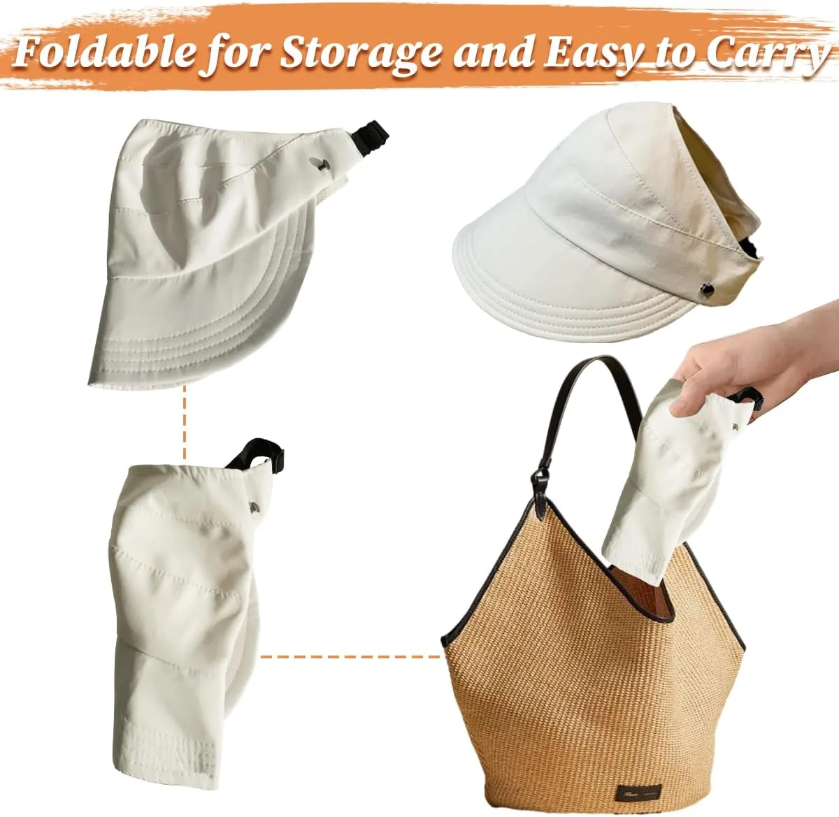 Sun Hats for Women, Wide-Brimmed Hollow Top Design, Summer Outdoors UV Protection, Women's Adjustable Fit Hats