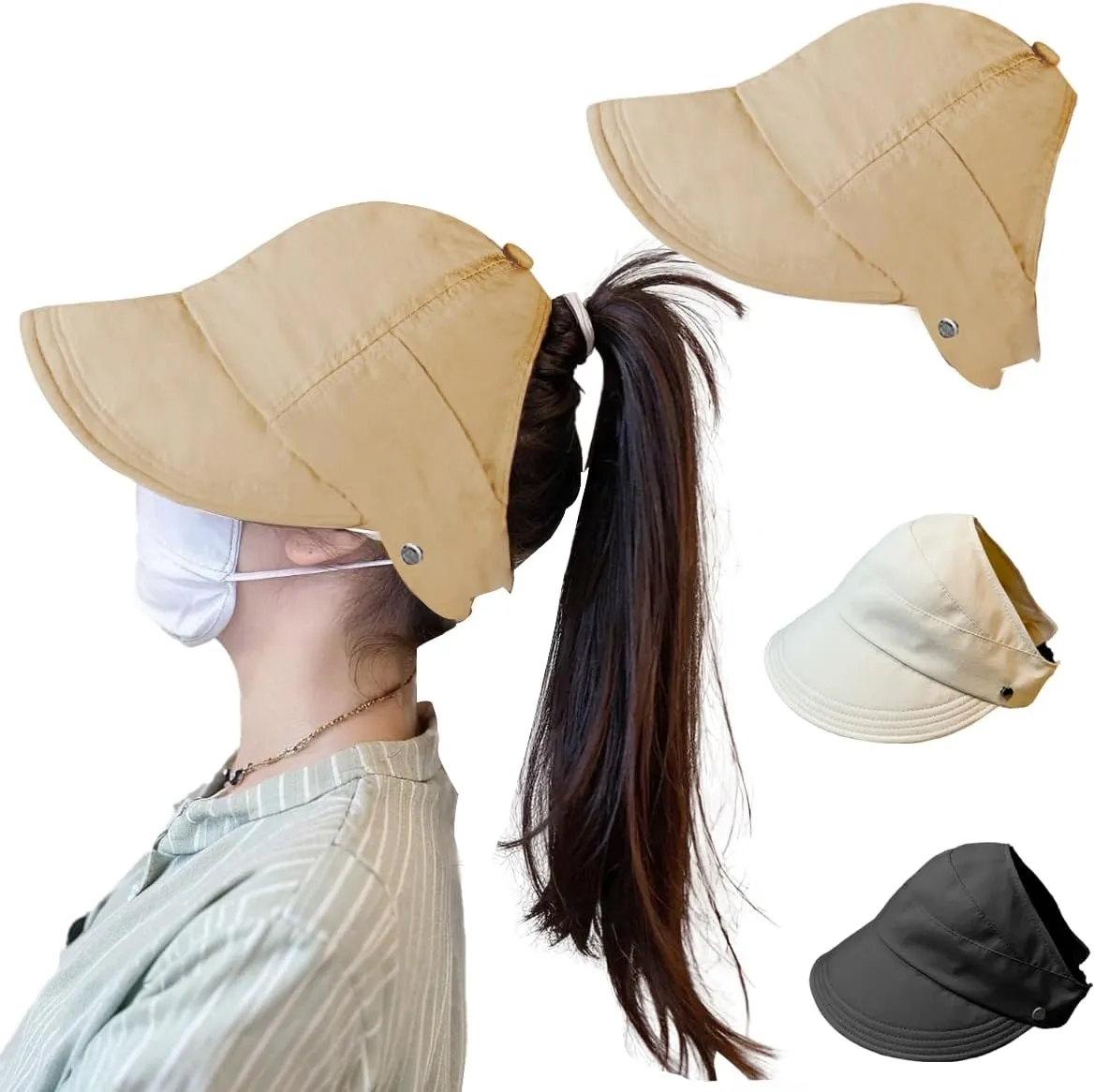 Sun Hats for Women, Wide-Brimmed Hollow Top Design, Summer Outdoors UV Protection, Women's Adjustable Fit Hats