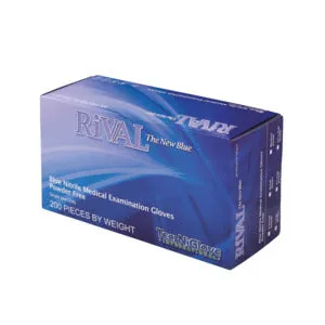 Techniglove RV404 Nitrile Gloves, RiVAL Powder-Free, Blue, XLarge, 2000/Case