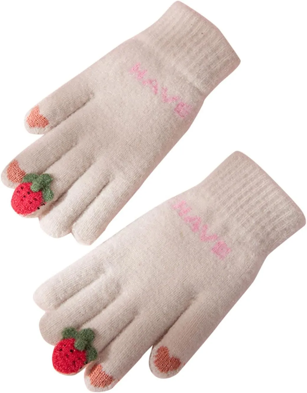 Winter Knit Gloves Warm Touchscreen Full Finger Gloves Anti-Slip Knit Gloves for Men Women Christmas Halloween