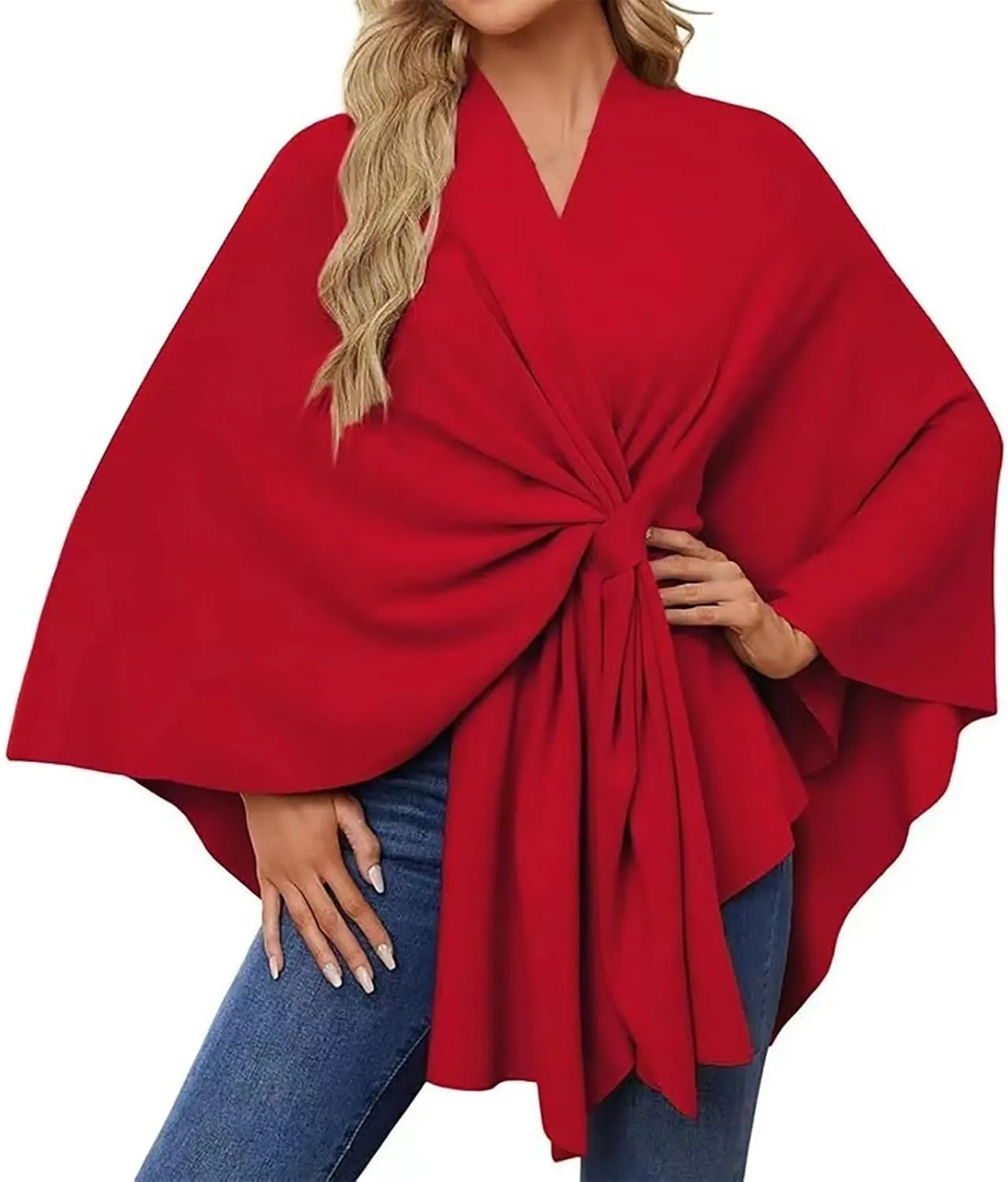Women's Elegant Shawl Wrap Soft Knitted Ponchos and Capes Open Front Sweater CardiganShawls for Fall Winter Wedding