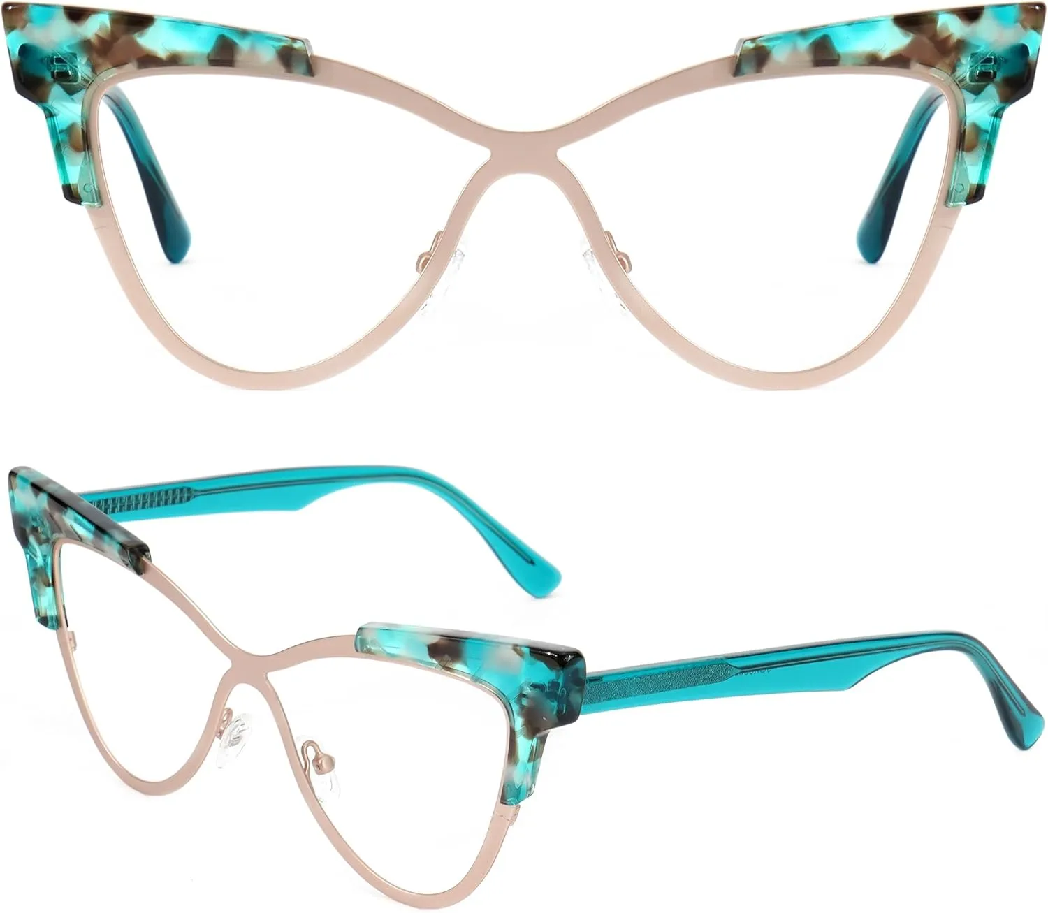 Zeelool Oversized Cat Eye Glasses Frame with Non-prescription Clear Lens Fashion Eyewear Glasses for Women