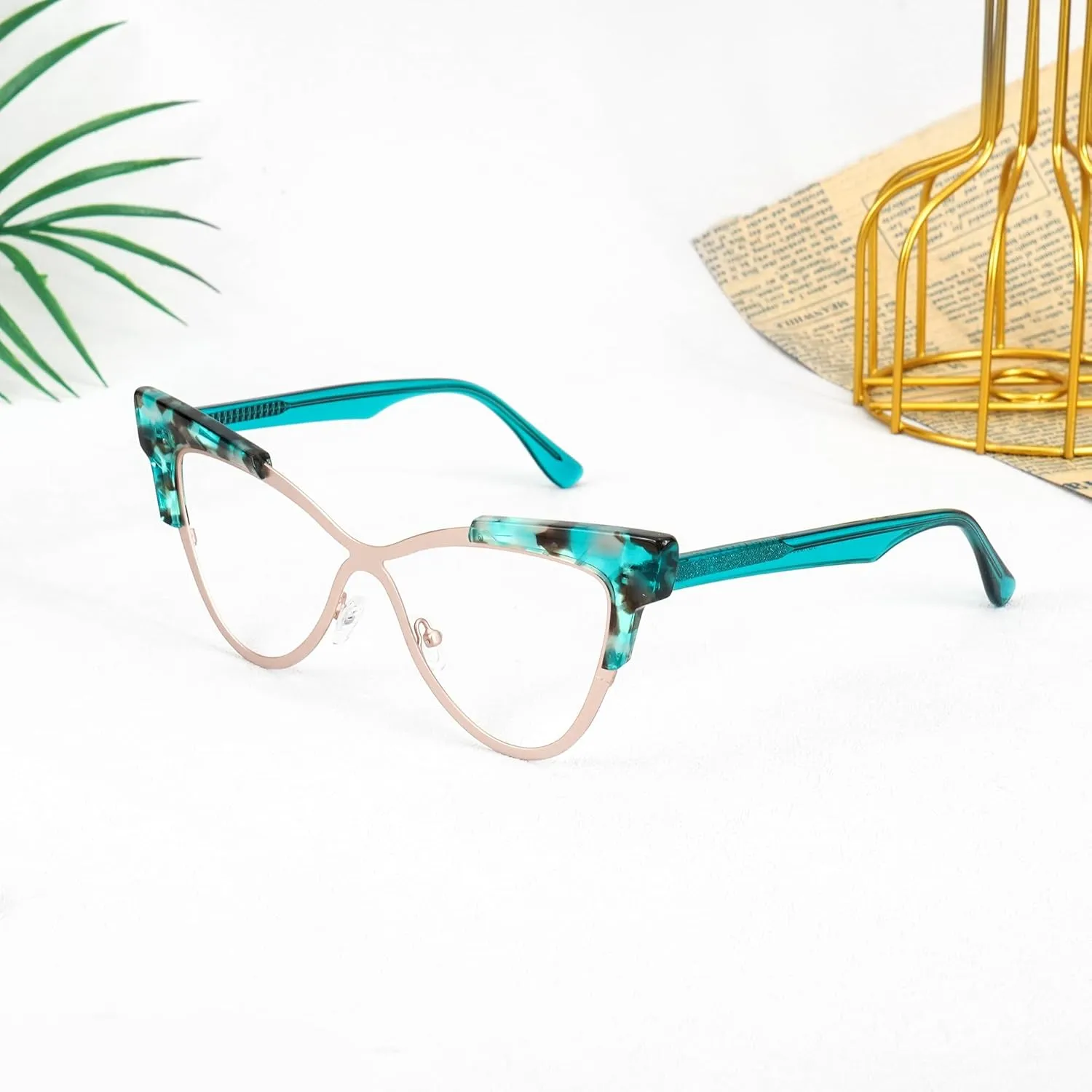 Zeelool Oversized Cat Eye Glasses Frame with Non-prescription Clear Lens Fashion Eyewear Glasses for Women